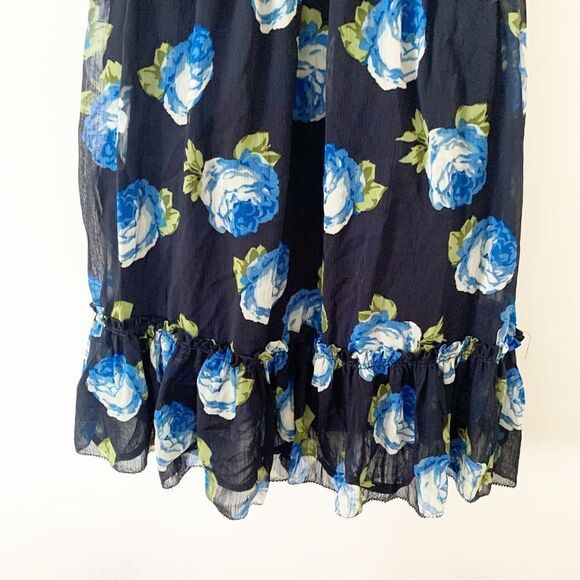 Abercrombie & Fitch Blue Floral Ruffle Spagetti Strap Mini‎ Dress - Picture 2 of 11